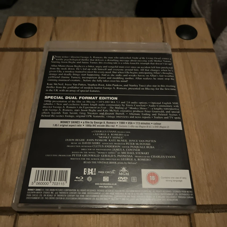 Monkey Shines (Blu-ray & DVD) George A. Romero Eureka Dual Format 1988 - Image 2 of 4