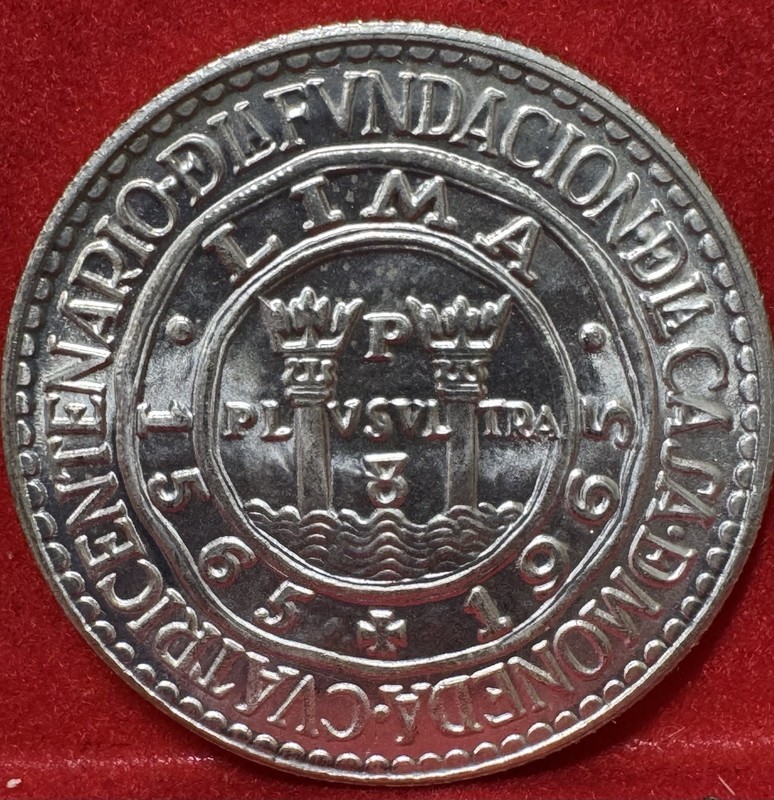 Peru 1965 Silver 20 Soles UNC 400th Anniversary of Lima Mint