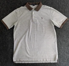 Daniel Cremieux Polo Signature Golf Collection Mens Size M Brown Striped Shirt