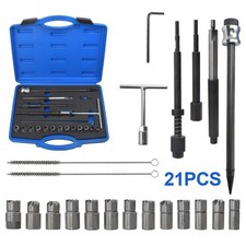 21Pcs Diesel Fuel Injector Tool Seat Cleaner Remover Washing Kit Cleaning Brushe