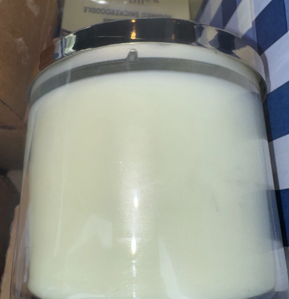 Bath & Body Works 2022 vela de 3 mechas menta azúcar galleta 14,5 oz nueva Foto 2 de 3