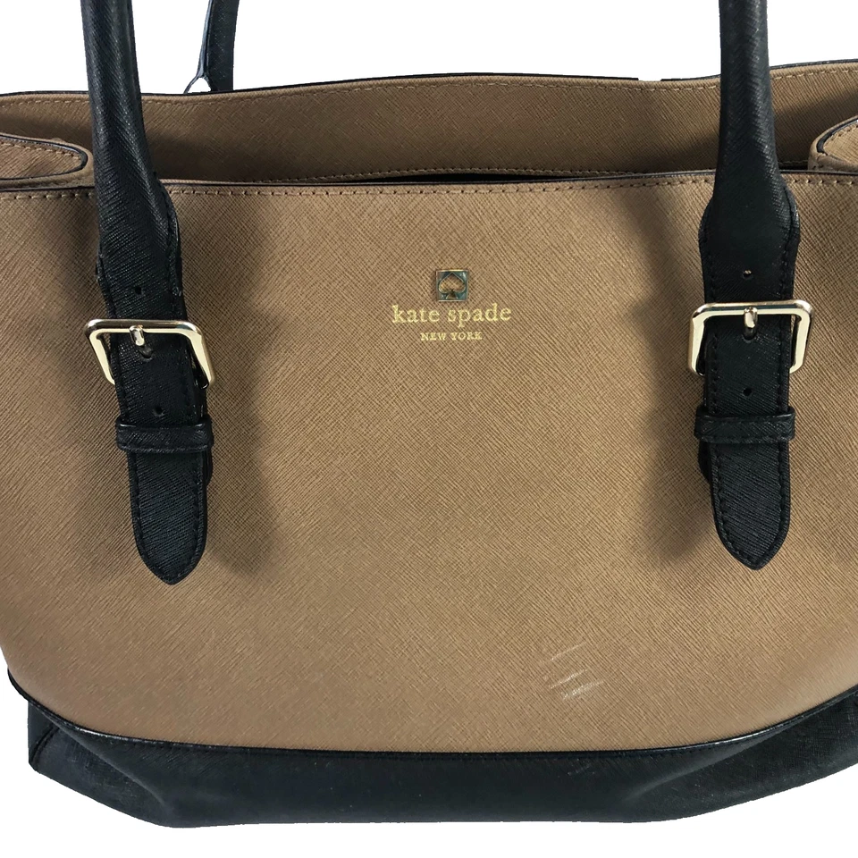 Bolso de mano grande Kate Spade marrón tostado negro bloques de colores bolso de diseñador Foto 3 de 4