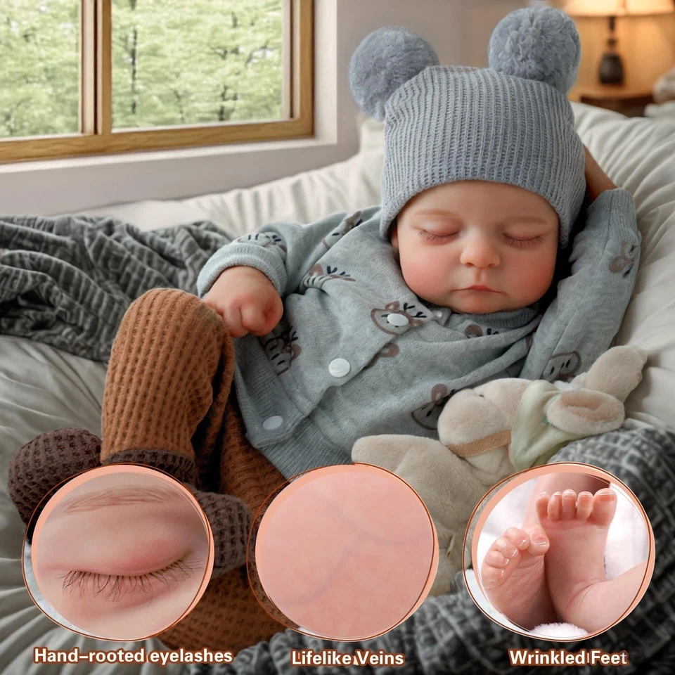 ADFO Lifelike Reborn Baby Dolls Silicone Full Body Boy - 17-Inch Soft Body Re... - Image 4 of 4