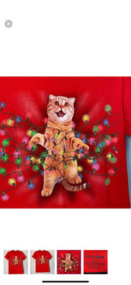 Fifth Sun women s tabby cat tangled Christmas light graphic SSM