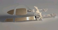 Wedding Cake Cutting Server Set Acrylic Handles Art Deco Anniversary Vtg