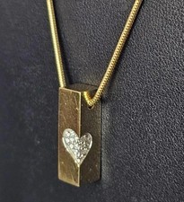 1Ct Round Cut Lab Created Diamond Women Bar Heart Pendant 14K Yellow Gold Plated