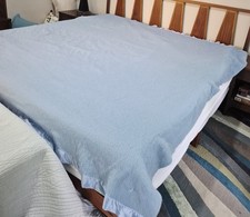 Vintage 100 Acrylic Blue Blanket Satin Trim Full Size 86 X 88
