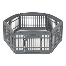 IRIS USA 24" Exercise Pet Playpen, Plastic 6 Panel Gate with Door Used 