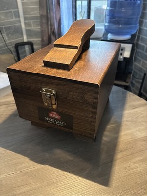 Vintage KIWI HandCrafted Shoe Groomer Valet Wood Shine Dovetail Box +accessories