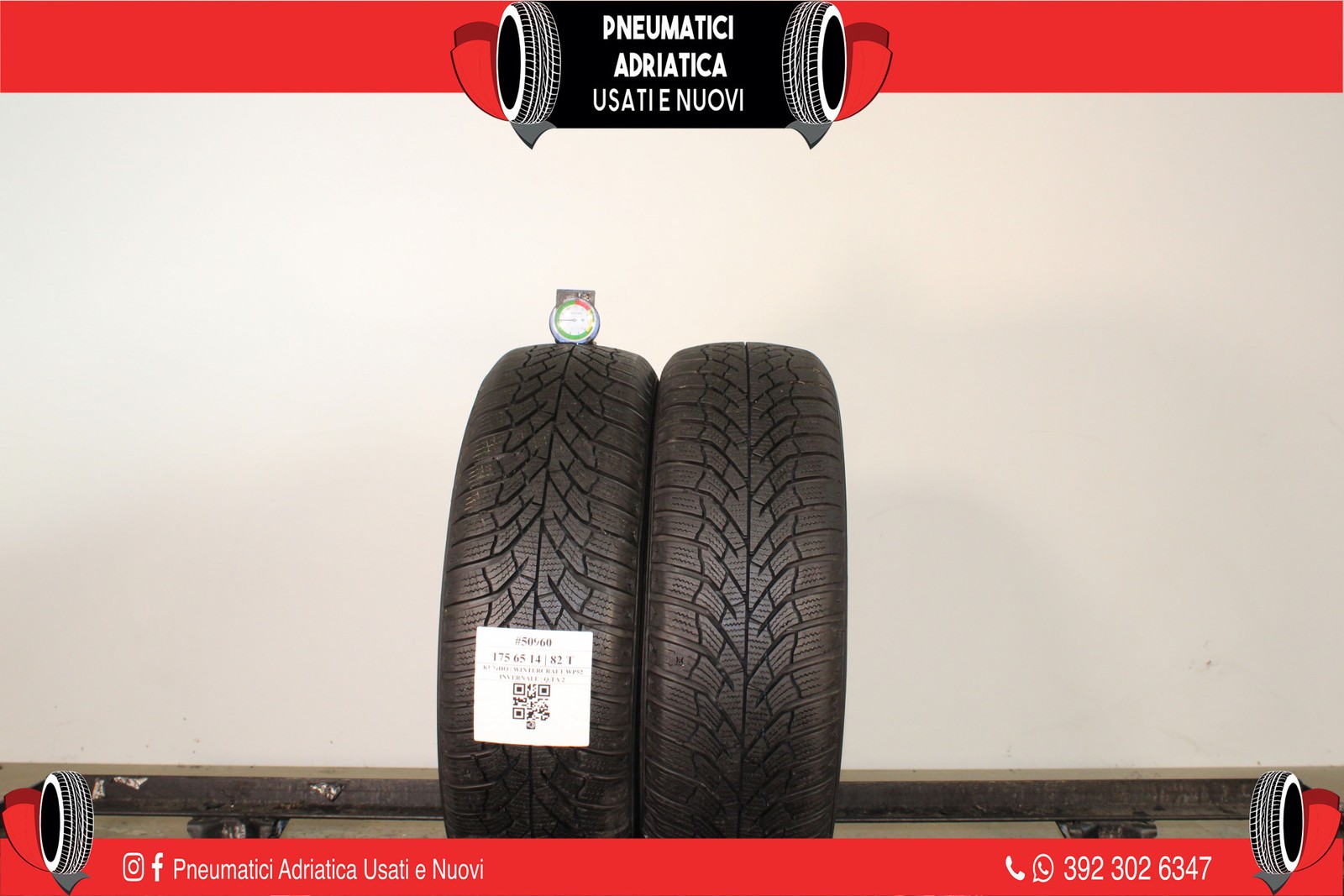 2 PNEUMATICI KUMHO 175/65 R14 INVERNALI GOMME USATE 94% - ADRIATICA