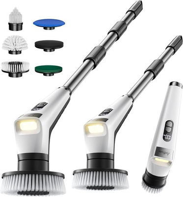 #ad 25kg Torque Electric Spin Scrubber IPX8 Waterproof LED 5 Heads 90min Runtime $19.99
