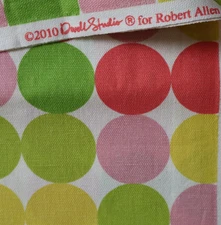 Vintage MCM Robert Allen Dwell Studio Polka Dot Yellow, Green, Pink  3.8 yds