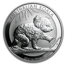 Australia 2016 KOALA Bear $1 1 Troy Oz Pure Silver BU from orig. Perth Mint Roll 42.00 per troy oz