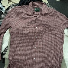Gitman Vintage $230 NWT Burgundy Red Brushed Houndstooth Flannel Camp Shirt M