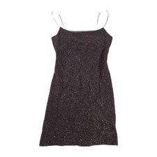 Vintage Jump Mini Dress Brown Sparkle Stretch Party Cocktail Sexy Fairy Grunge