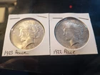 Lot of 1922 1923 Peace Dollar $1 Silver Coins 0.9 Fineness Circulated US