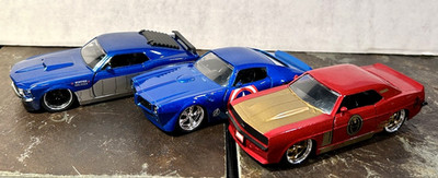 Avengers-Marvel Jada 1:32 Die-cast Firebird, Mustang, Camaro Lot Of Three
