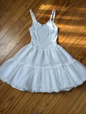 Vintage Her Majesty White Lace Trimmed Slip Petticoat Size 10/12