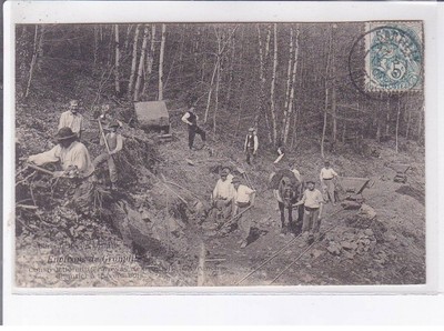 ca. von GRANVILLE: Straßenbahnbau, Baustelle durch Holz - Eta