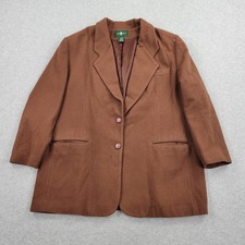 Hunt Club Blazer Womens 20W Brown Merino Wool Lambs Wool Button Long Sleeve