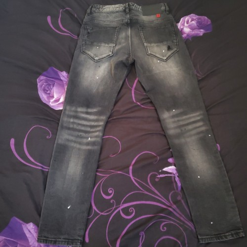 Jeans Lorenzo Veratti uomo denim effetto invecchiato vita media logo elasticizzato taglia 28 nero - Foto 11 di 18