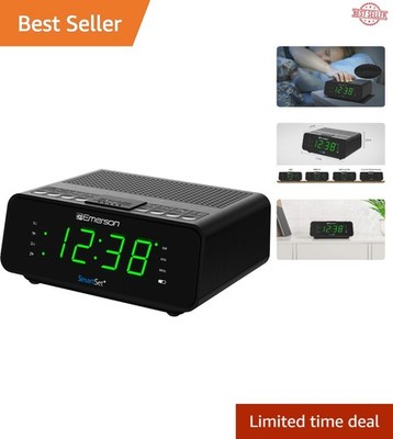 Elegant Dual Alarm Clock Radio with AM/FM & Jade Green Dimmable Display
