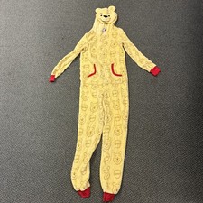 Disney Winnie The Pooh Hooded One Piece Adult Zippered Pajama Small 4-6 Costume