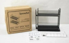 SpaceAid 2-Tier 2" Wide Slide Out Seasoning Spice Rack Cabinet Organizer Black