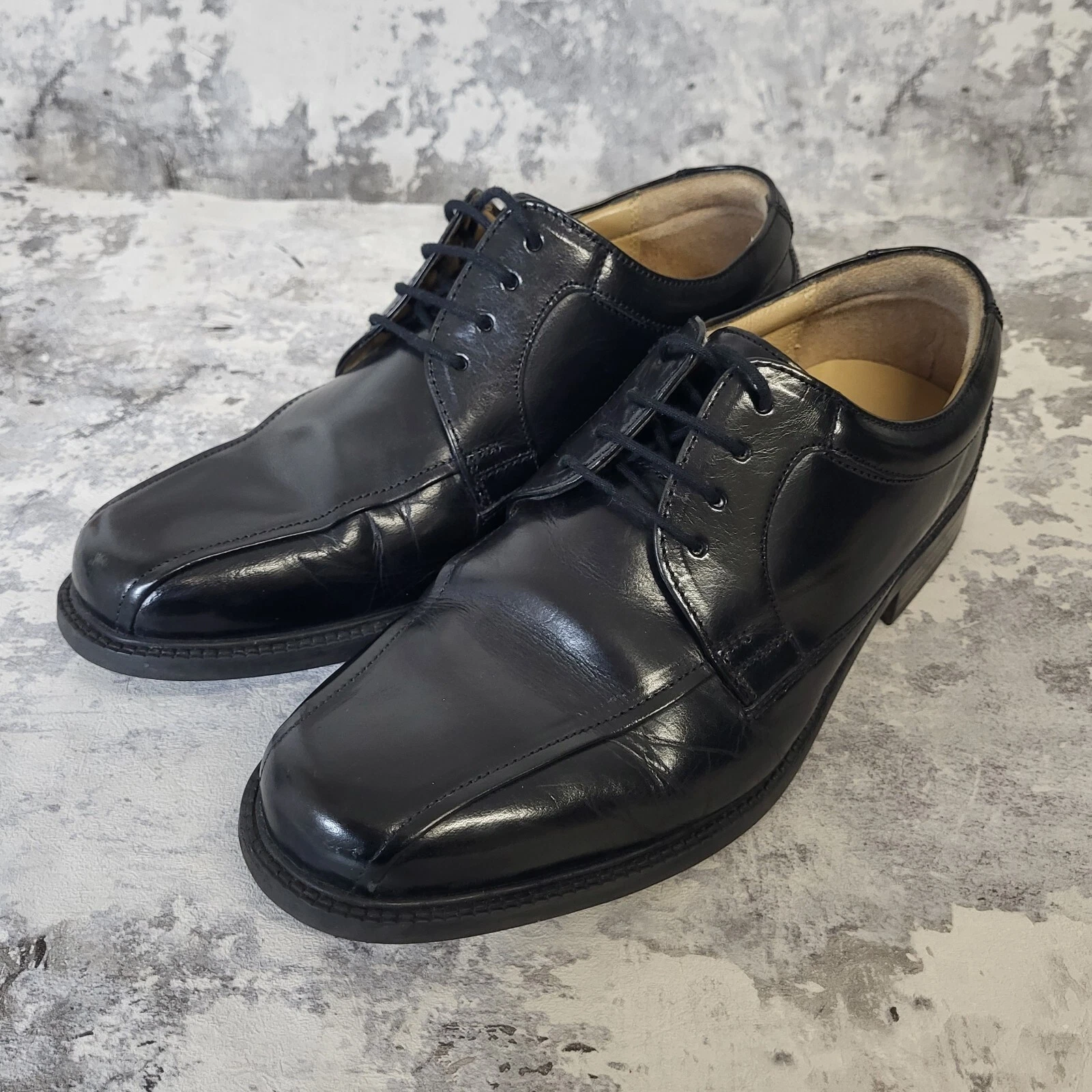 Scarpe eleganti Clarks uomo taglia UK 7 extra larghe pelle nera classiche Oxford A