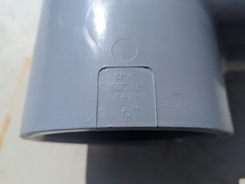 NIBCO Schedule 80 PVC 6" Straight Tee (GKG) - Picture 2 of 4