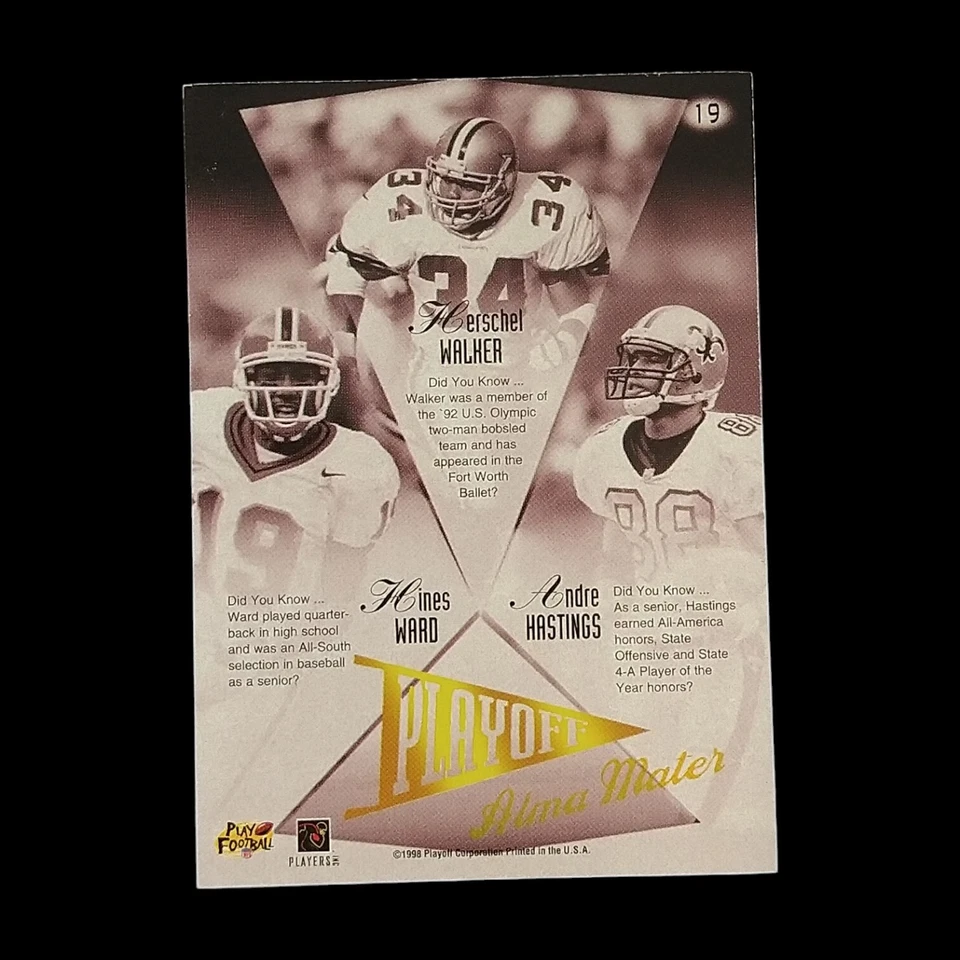 1998 Playoff Prestige Georgia #19 Hines Ward, Herschel Walker, Andrew Hastings - Image 2 of 2