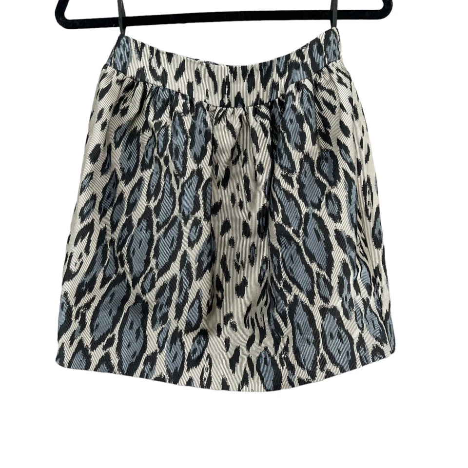 Camilla and Marc 甜硫迷你裙蓝色豹纹褶饰丝绸混纺 4 码 — 第 2/4 张图片
