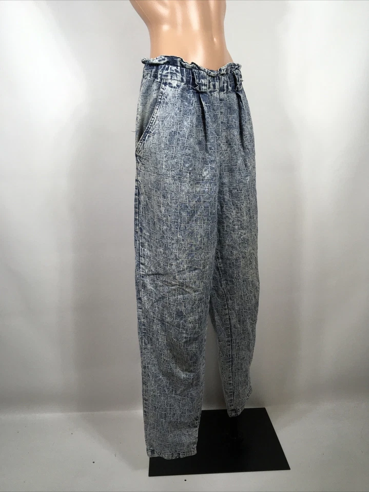 Pantalones de mezclilla elásticos de colección años 80 FORENZA cintura alta plisados lavado ácido talla 11/12 mamá Foto 4 de 4