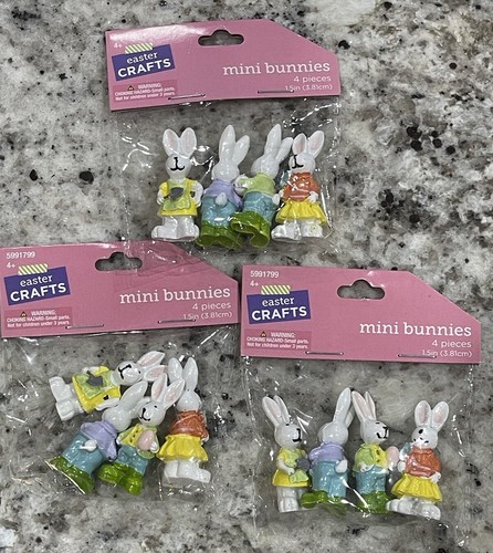 Easter Bunny Mini 1.5" Resin Figurines Decorative Bunnies Gardening 12 Count