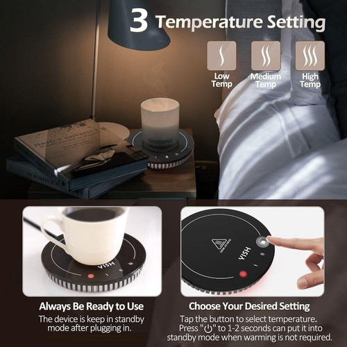 Yish Coffee Mug Warmer for Desk, Flat Bottom Mug Warmer 25W - Picture 2 of 7