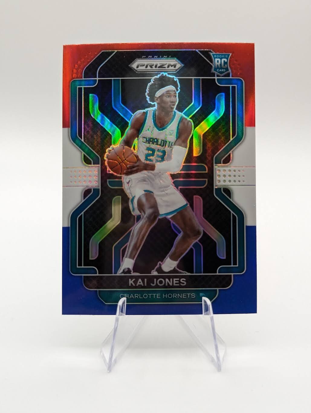 Kai Jones 2021-22 Panini Prizm Red White & Blue Prizm RC #323 Hornets