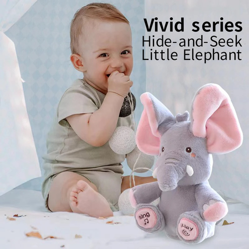 Peek-a-Boo Elephant Soft Plush Doll Toy– Singing Animated Stuffed Toy for Babies - Picture 6 of 6