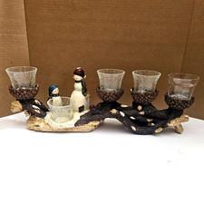 Vintage Christmas Multiple Votive Candle Holder on Tree w/Snowman Centerpiece.
