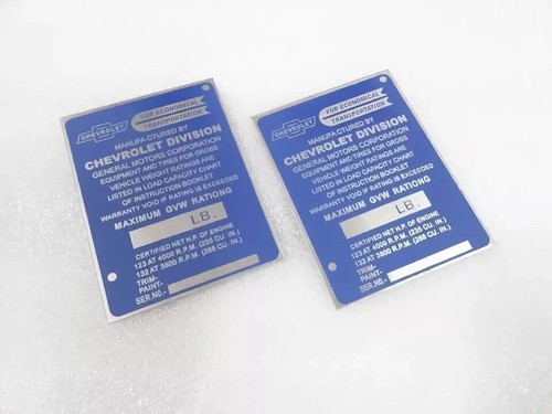 Pair of DATA PLATE For VINTAGE CHEVY PICKUP TRUCK 1947-50 |Fit For - Picture 5 of 9