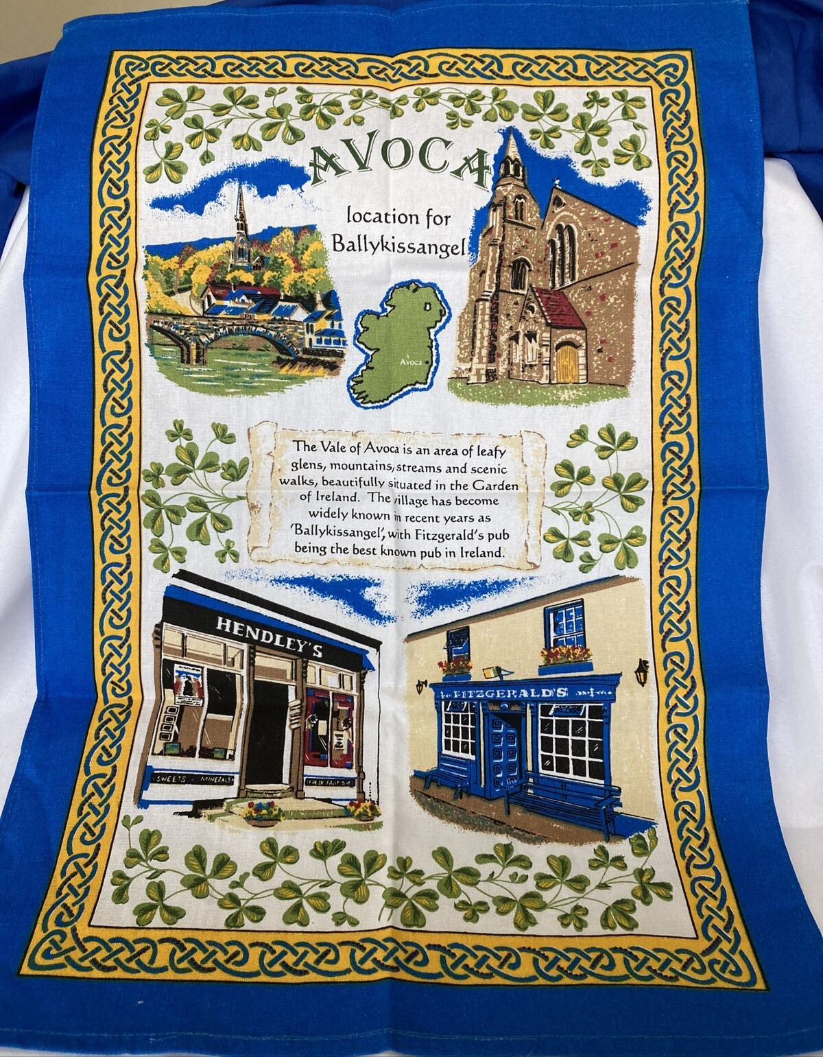 Irish Wall Hanging Avoca Ballykiss Cotton Towel Fitzgerald Hendley 20 x 30"
