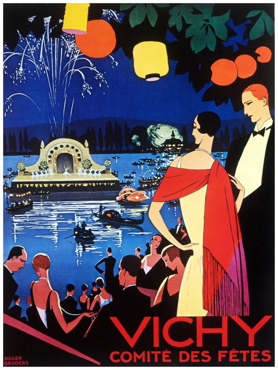 3524 Vintage Poster.Art Deco.VICHY France.Home .Decor