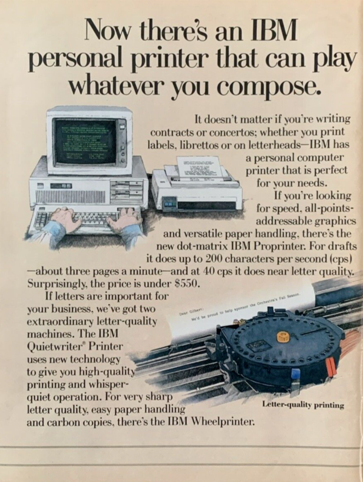 IBM Electronics Personal Printers Computers Vintage 2 Page Print Ad ...
