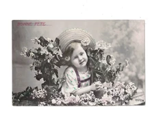SD3224 CHILDREN FANTASY GIRL SURROUNDED WITH FLOWERS RPPC
