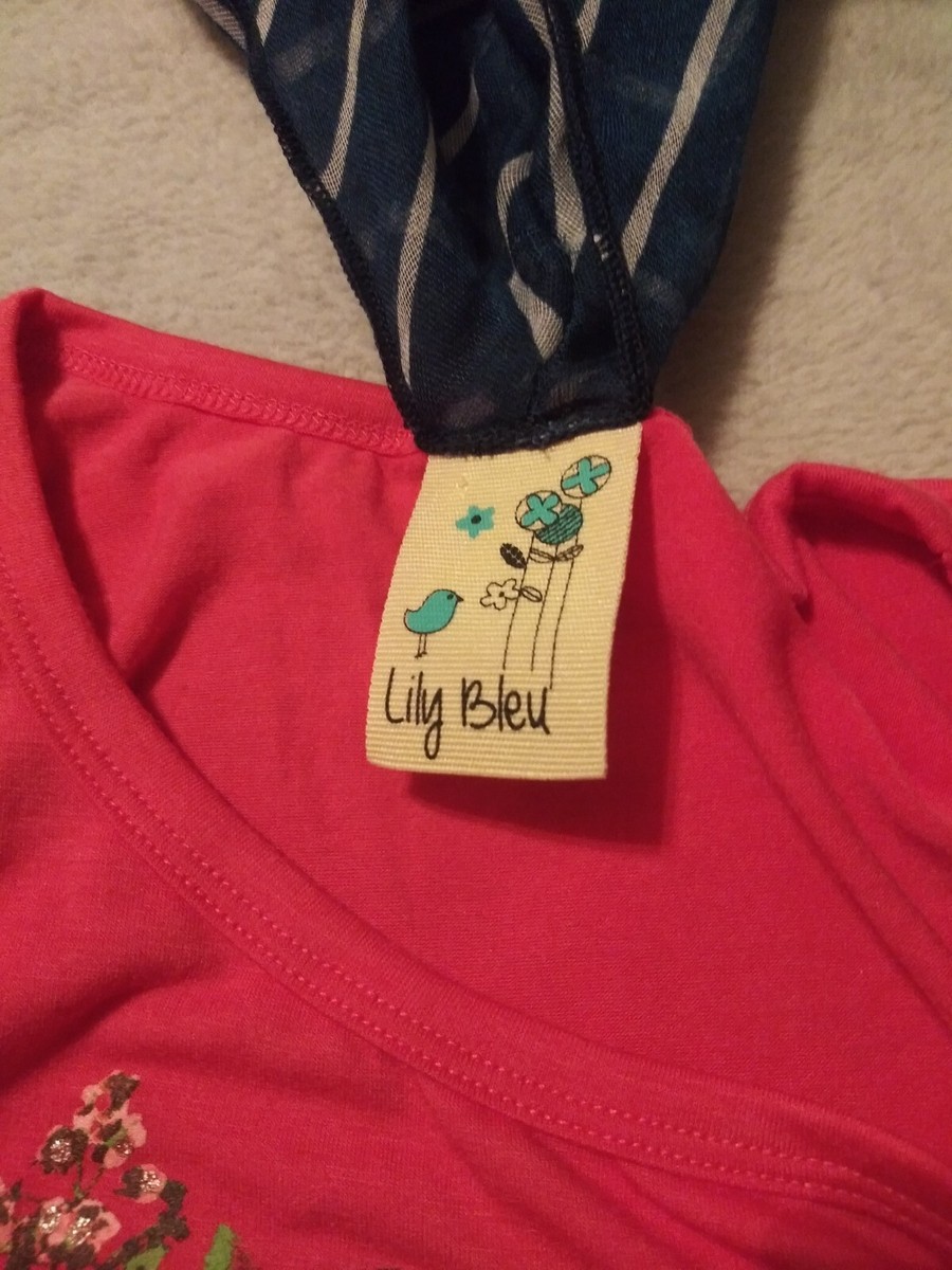 Girls Lily Bleu Tank Shirt With Attached Scarf Size L (14)