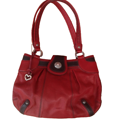 Brighton Women s Handbag Red Leather Satchel Shoulder Purse Silver Hardware eBay