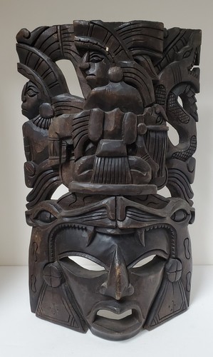Vintage Aztec/Mayan Carved Wood Sculpture