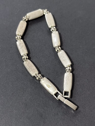 Vintage Deco Bracelet Signed LC Liz Claiborne Gold Bronze Silver Tone Link 8” - Picture 6 of 10