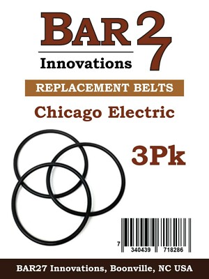 3 Pack Replacement Drive Belt CHICAGO ELECTRIC Rock Tumbler 93835 90979 46376