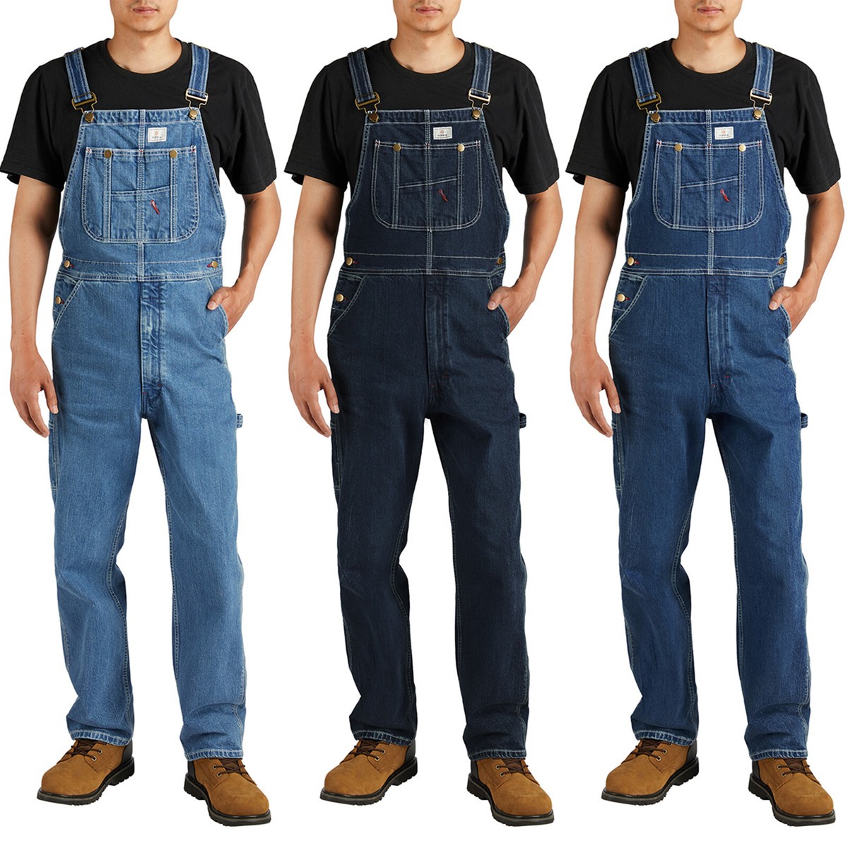 HISEA Men Denim Bib Overalls Relaxed Fit Workwear Jumpsuit