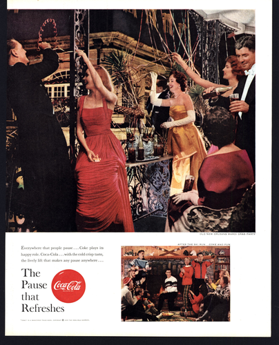 1959 VINTAGE PRINT AD DOUBLE-PAGE COKE COCA COLA PARTY TIME - Picture 2 of 2